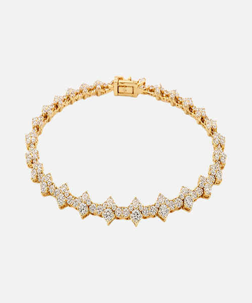S925 SILVER MOISSANITE CROSS TENNIS BRACELET 14K GOLD