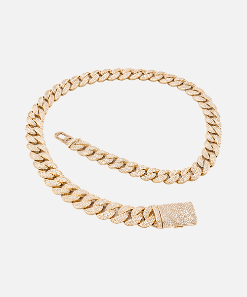 S925 SILVER VVS MOISSANITE MIAMI CUBAN LINK CHAIN 14K GOLD