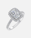 S925 SILVER VVS MOISSANITE RECTANGULAR CUSHION MOISSANITE HALO ENGAGEMENT RING