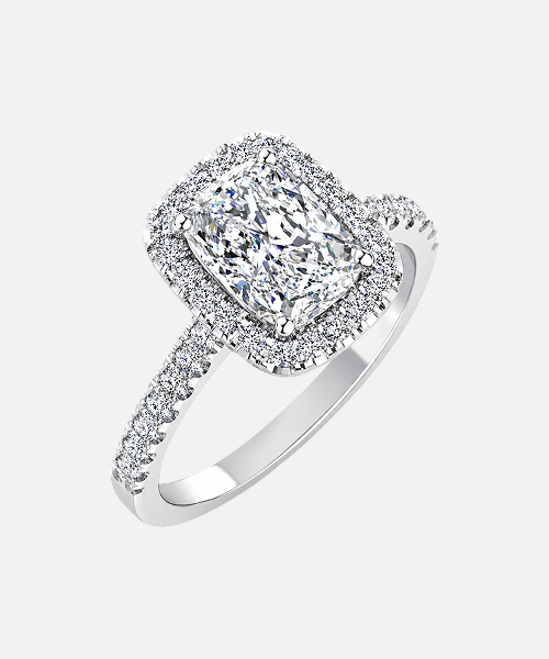 S925 SILVER VVS MOISSANITE RECTANGULAR CUSHION MOISSANITE HALO ENGAGEMENT RING